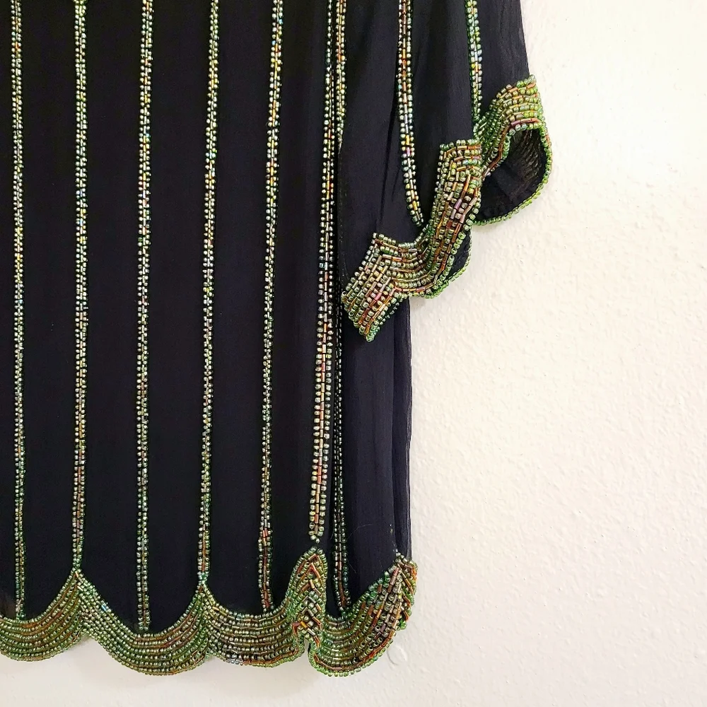 Vintage Judith Ann Creations Beaded Silk Top - Picture 3 of 4